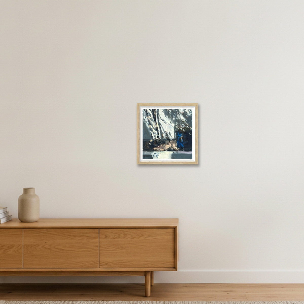 Garden Pot, Sun and Shadow — 30×30cm, 12×12" Oak Frame