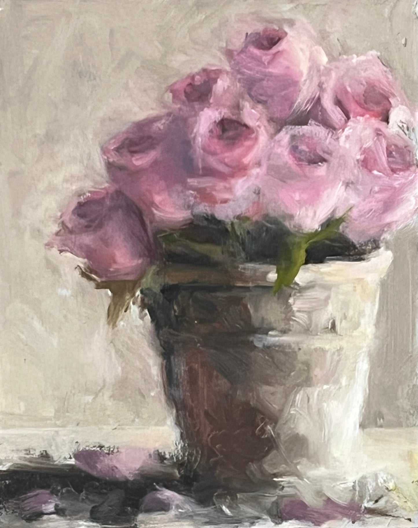 Rose and Leaf Pot in Light