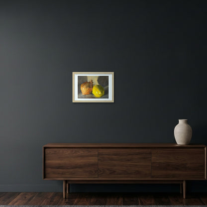 Study of Onion and Lemon — A4 (30×21cm, 12×8") Oak Frame