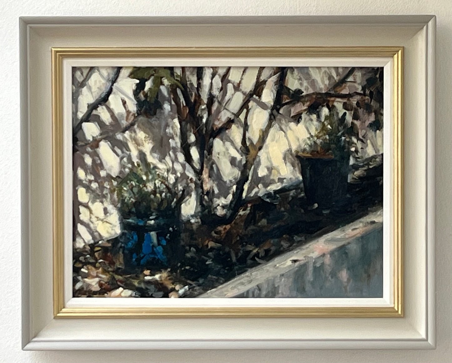 Blue Garden Pot, Strong Sunlight