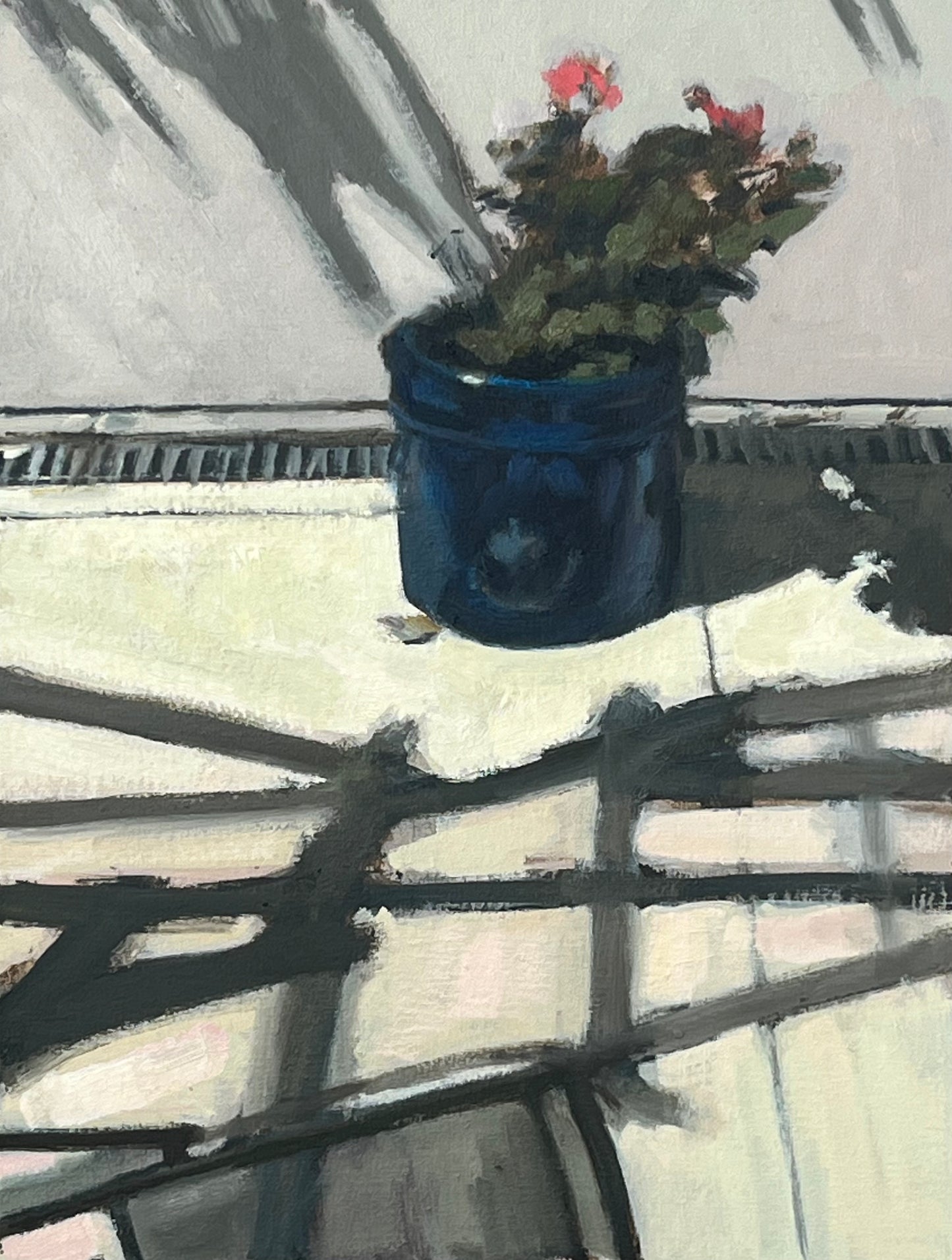 Light on Blue Garden Pot