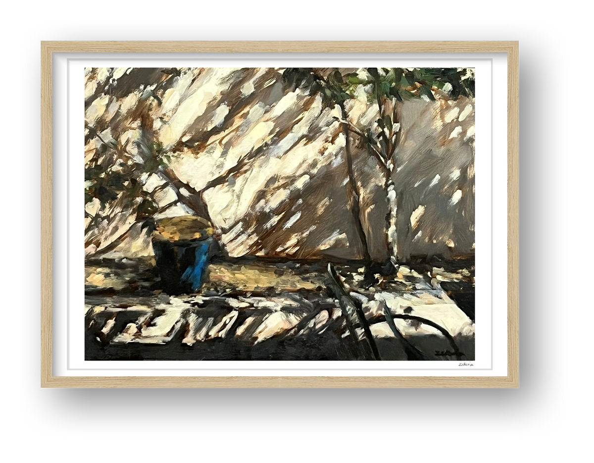 Blue Garden Pot, Fragments of Light — framed