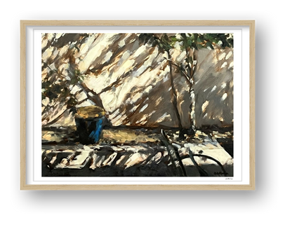 Blue Garden Pot, Fragments of Light — framed