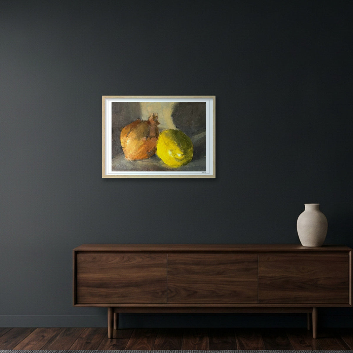 Study of Onion and Lemon — 59×42cm, 23×17" Oak Frame