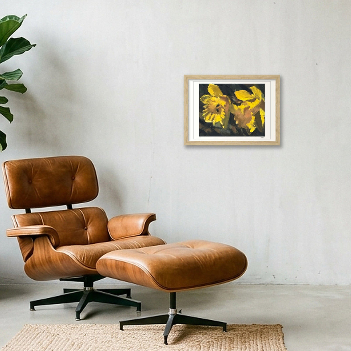 Daffodils in Sunlight — A4 (30×21cm, 12×8") Oak Frame