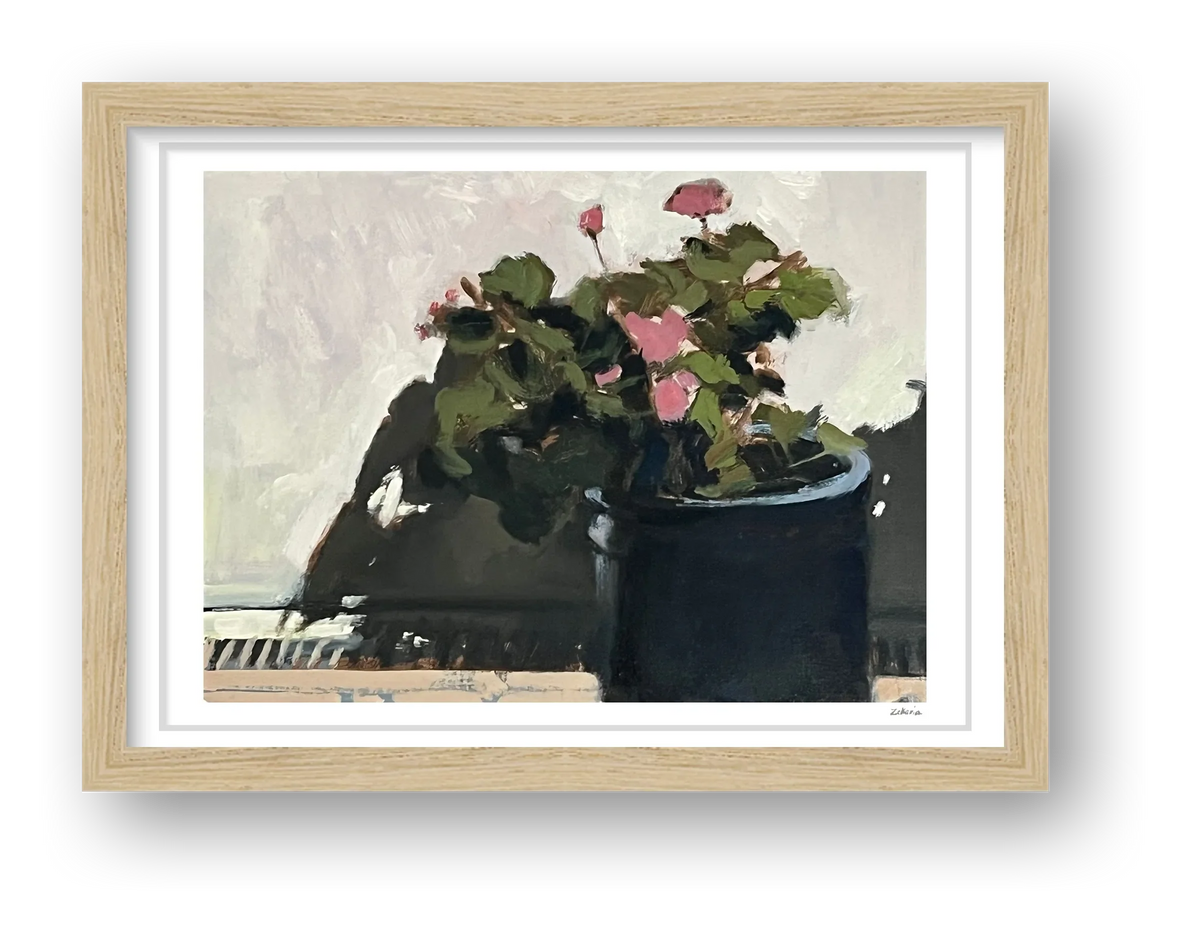 Blue Garden Pot, Strong Sunlight II — framed